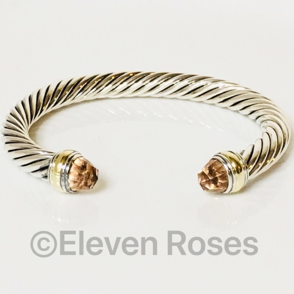 David Yurman 7mm Morganite Cable Cuff Bracelet - Picture 7 of 7